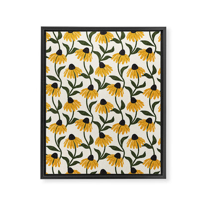 coneflowers - cream Framed Canvas Print Gallery Image 1