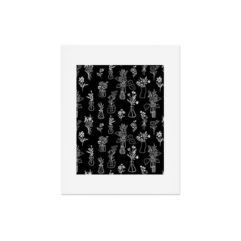 Wildflowers and vases in dark background Art Print Gallery Image 7