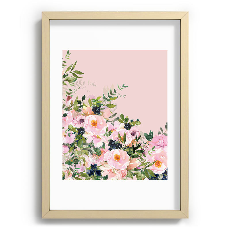 Boho, Vintage, Floral Watercolor, Pink Roses Framed Art Print Gallery Image 97