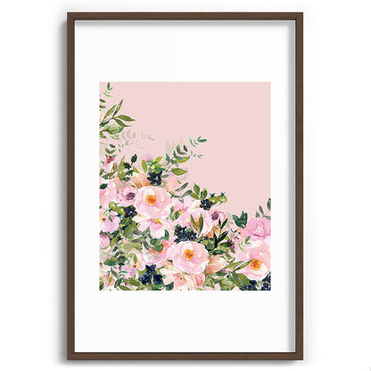Boho, Vintage, Floral Watercolor, Pink Roses Framed Art Print Gallery Image 94