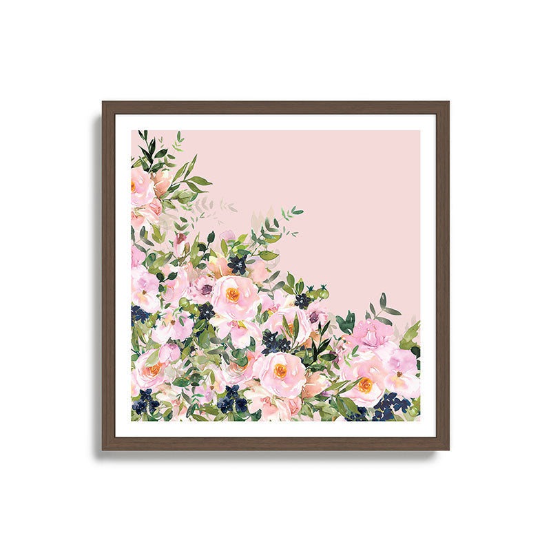 Boho, Vintage, Floral Watercolor, Pink Roses Framed Art Print Gallery Image 17
