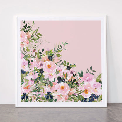 Boho, Vintage, Floral Watercolor, Pink Roses Framed Art Print Gallery Image 43