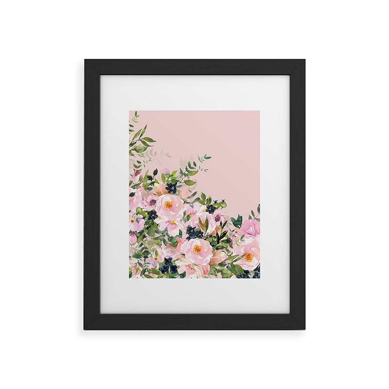 Boho, Vintage, Floral Watercolor, Pink Roses Framed Art Print Gallery Image 44