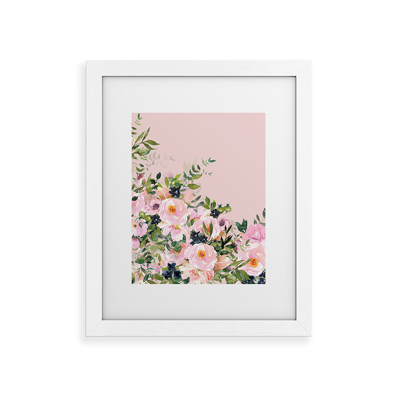 Boho, Vintage, Floral Watercolor, Pink Roses Framed Art Print Gallery Image 73