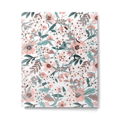 Spring Wildflowers, Floral Prints, Soft Pink and Teal Metal Print Gallery Image 4