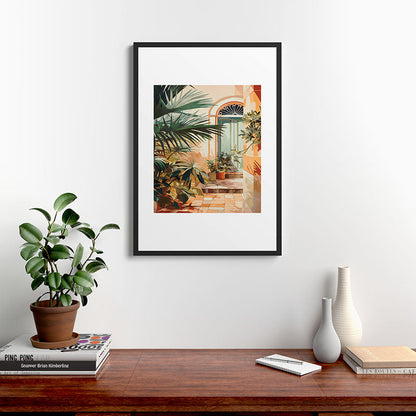 Villa Courtyard Mediterranean Art Framed Art Print Gallery Image 8