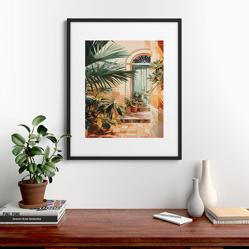 Villa Courtyard Mediterranean Art Framed Art Print Gallery Image 9