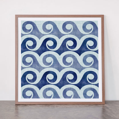 Indigo Geometric Beach Waves Framed Art Print Gallery Image 66
