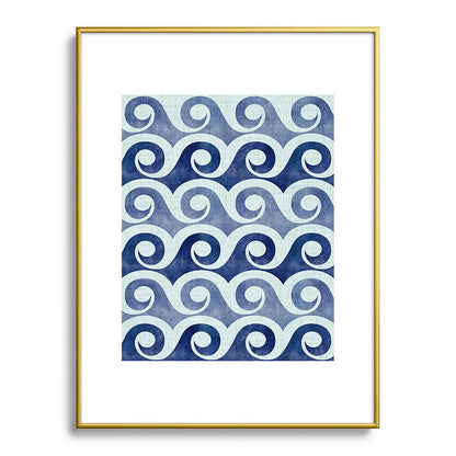Indigo Geometric Beach Waves Framed Art Print Gallery Image 125