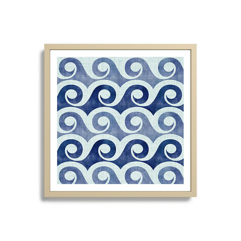 Indigo Geometric Beach Waves Framed Art Print Gallery Image 27