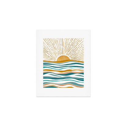 The Sun and The Sea - Gold and Teal Art Print Gallery Image 1