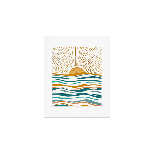 The Sun and The Sea - Gold and Teal Art Print Gallery Image 1