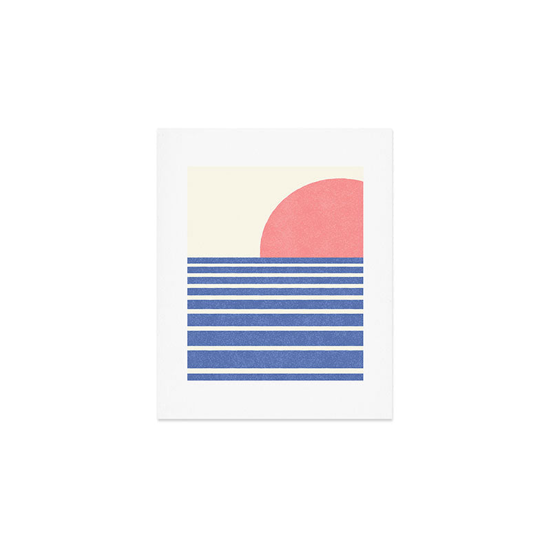 Beach Horizon Lines pink blue Art Print Gallery Image 1