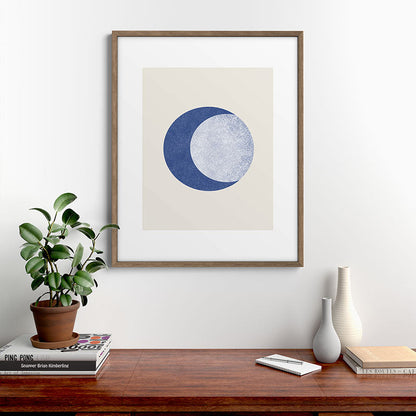 Moon Crescent - Blue Framed Art Print Gallery Image 19