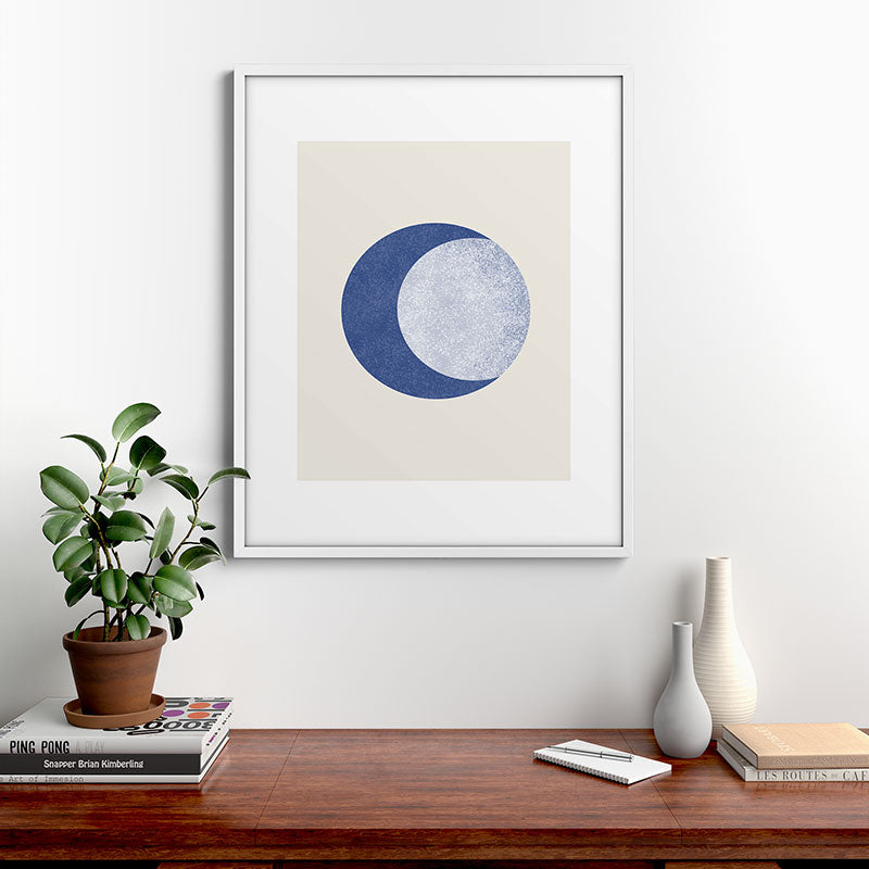 Moon Crescent - Blue Framed Art Print Gallery Image 39
