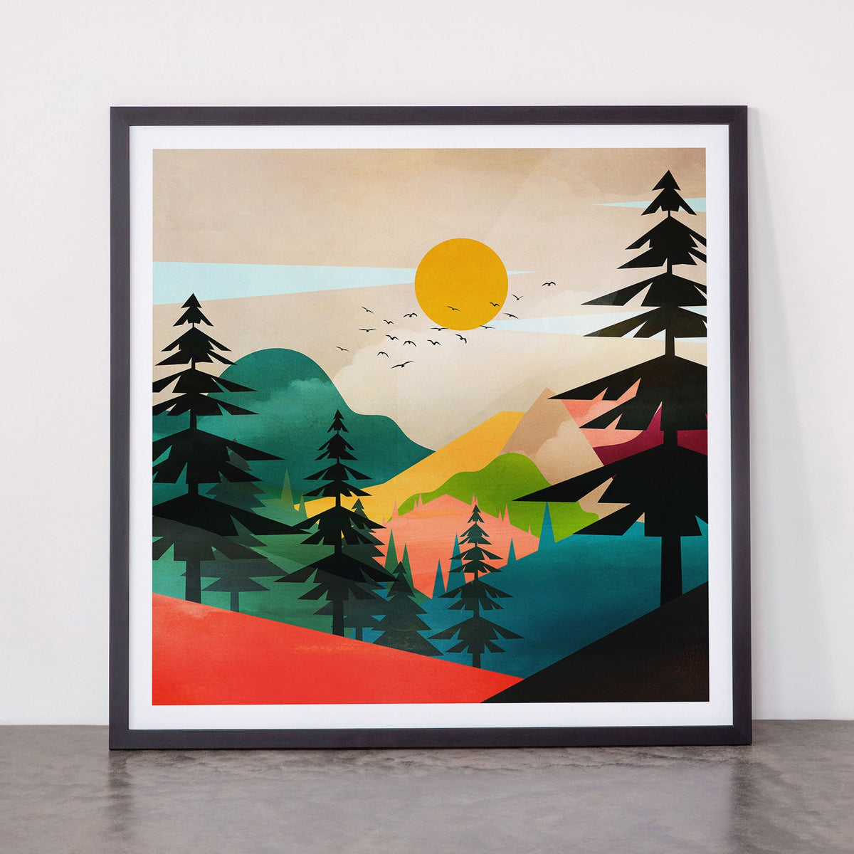 Colorful Morning in the Mountain Forest Framed Art Print Gallery Image 55
