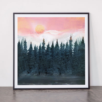 Forest Under the Sunset Framed Art Print Gallery Image 11