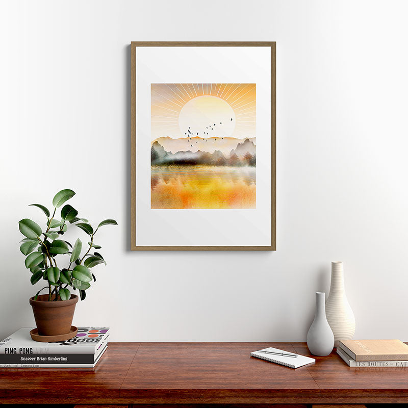 Lake Sunrise Framed Art Print Gallery Image 18