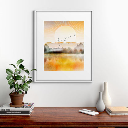Lake Sunrise Framed Art Print Gallery Image 39