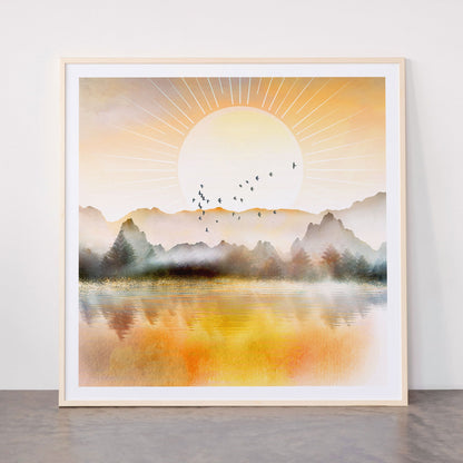 Lake Sunrise Framed Art Print Gallery Image 33