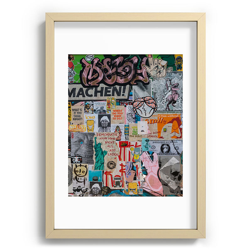 Sticker and graffiti wall background 2 - Berlin street art photography Framed Art Print Gallery Image 71