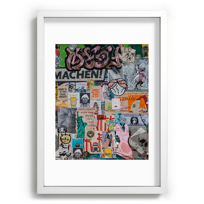 Sticker and graffiti wall background 2 - Berlin street art photography Framed Art Print Gallery Image 77