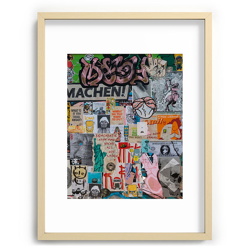 Sticker and graffiti wall background 2 - Berlin street art photography Framed Art Print Gallery Image 72