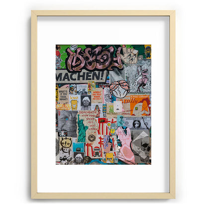 Sticker and graffiti wall background 2 - Berlin street art photography Framed Art Print Gallery Image 73