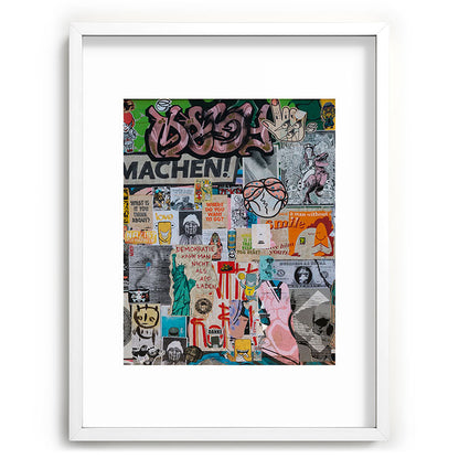 Sticker and graffiti wall background 2 - Berlin street art photography Framed Art Print Gallery Image 79