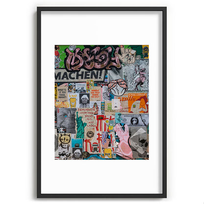 Sticker and graffiti wall background 2 - Berlin street art photography Framed Art Print Gallery Image 62