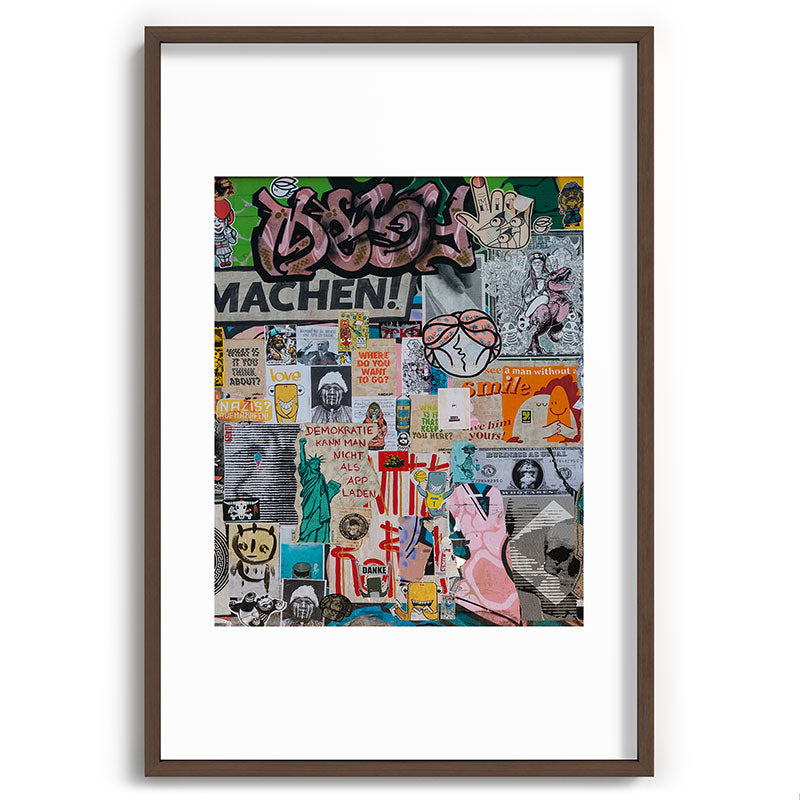 Sticker and graffiti wall background 2 - Berlin street art photography Framed Art Print Gallery Image 68