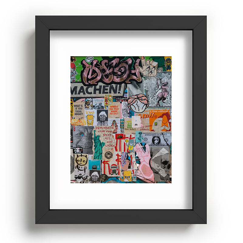 Sticker and graffiti wall background 2 - Berlin street art photography Framed Art Print Gallery Image 57