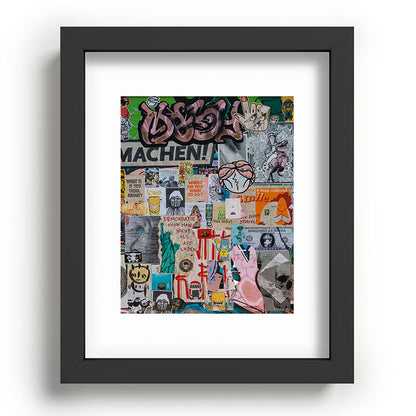 Sticker and graffiti wall background 2 - Berlin street art photography Framed Art Print Gallery Image 58