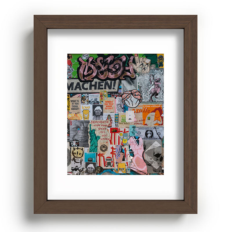 Sticker and graffiti wall background 2 - Berlin street art photography Framed Art Print Gallery Image 63