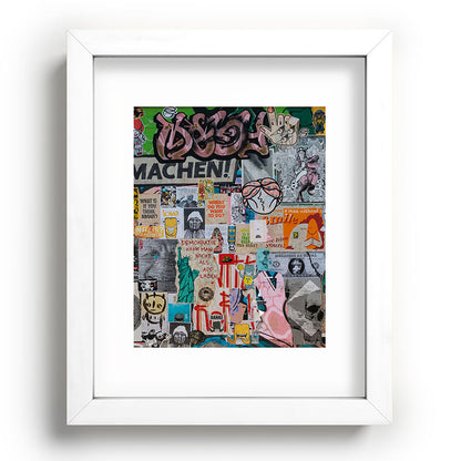 Sticker and graffiti wall background 2 - Berlin street art photography Framed Art Print Gallery Image 76