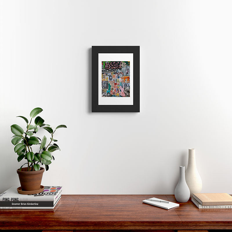 Sticker and graffiti wall background 2 - Berlin street art photography Framed Art Print Gallery Image 31