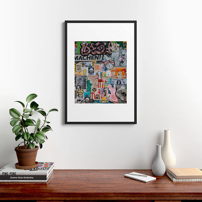 Sticker and graffiti wall background 2 - Berlin street art photography Framed Art Print Gallery Image 6