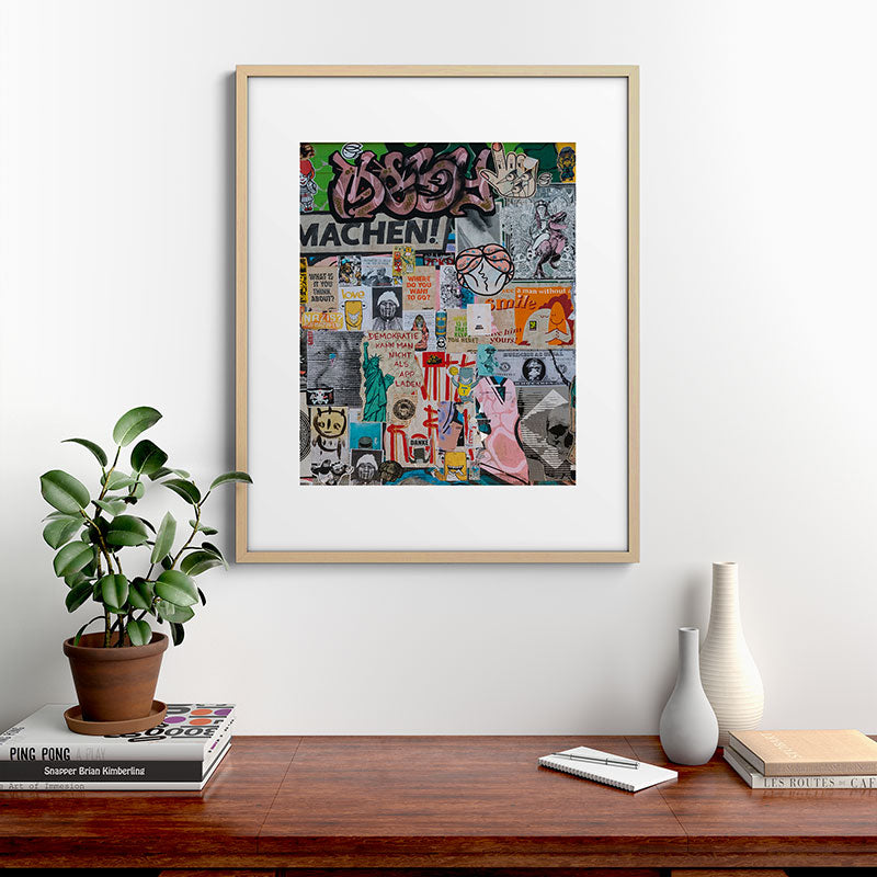 Sticker and graffiti wall background 2 - Berlin street art photography Framed Art Print Gallery Image 21