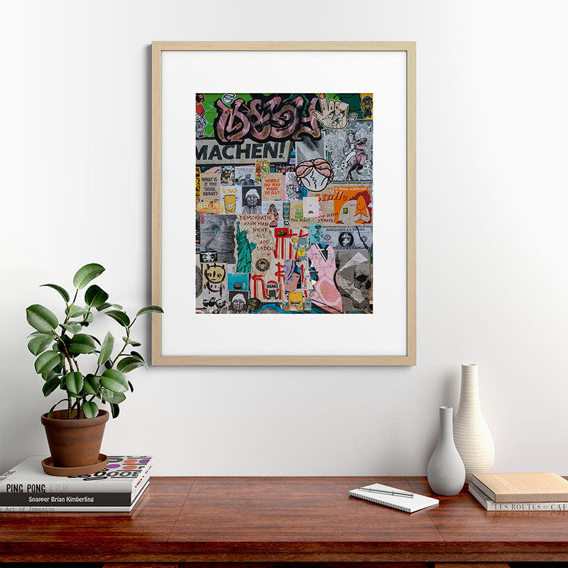Sticker and graffiti wall background 2 - Berlin street art photography Framed Art Print Gallery Image 49