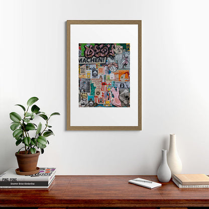 Sticker and graffiti wall background 2 - Berlin street art photography Framed Art Print Gallery Image 41