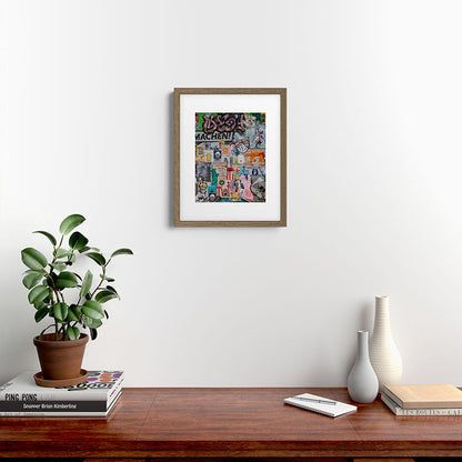 Sticker and graffiti wall background 2 - Berlin street art photography Framed Art Print Gallery Image 11