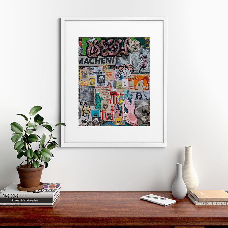 Sticker and graffiti wall background 2 - Berlin street art photography Framed Art Print Gallery Image 56