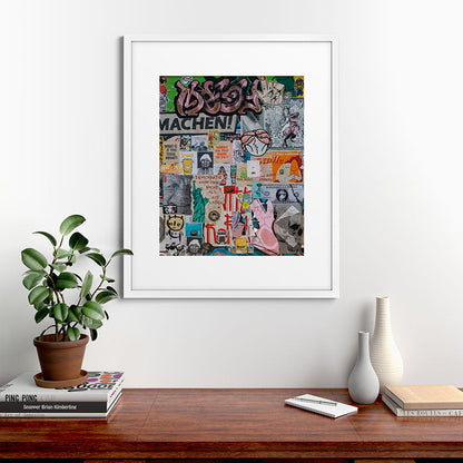 Sticker and graffiti wall background 2 - Berlin street art photography Framed Art Print Gallery Image 56
