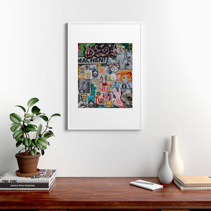 Sticker and graffiti wall background 2 - Berlin street art photography Framed Art Print Gallery Image 27
