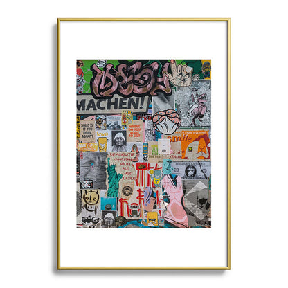 Sticker and graffiti wall background 2 - Berlin street art photography Framed Art Print Gallery Image 90