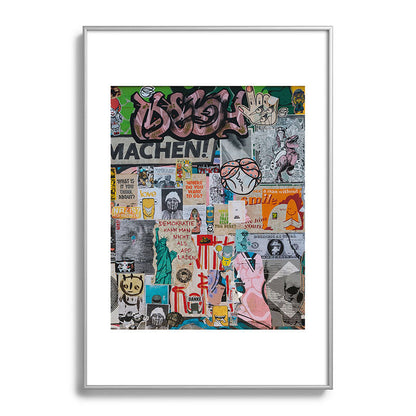Sticker and graffiti wall background 2 - Berlin street art photography Framed Art Print Gallery Image 97