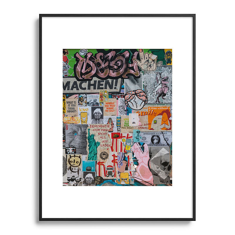 Sticker and graffiti wall background 2 - Berlin street art photography Framed Art Print Gallery Image 84
