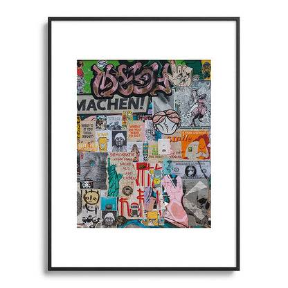 Sticker and graffiti wall background 2 - Berlin street art photography Framed Art Print Gallery Image 85