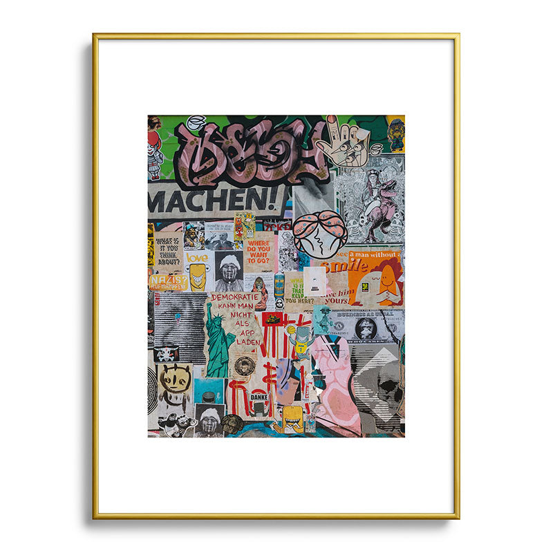 Sticker and graffiti wall background 2 - Berlin street art photography Framed Art Print Gallery Image 91
