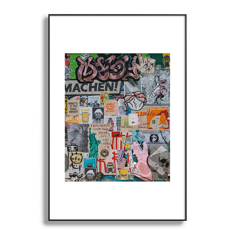 Sticker and graffiti wall background 2 - Berlin street art photography Framed Art Print Gallery Image 86